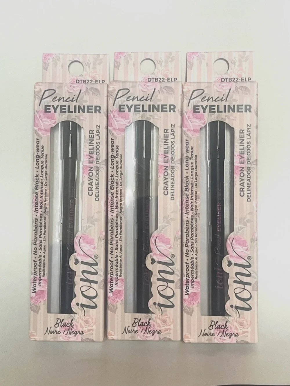 IONI Pencil Eyeliner - Intense Black. Long wear. Waterproof. Set of 3.